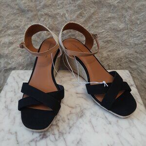 Lucky Brand Black Women Open Toe Sling Back Espadriles Wedges Sandals 10M/41.5